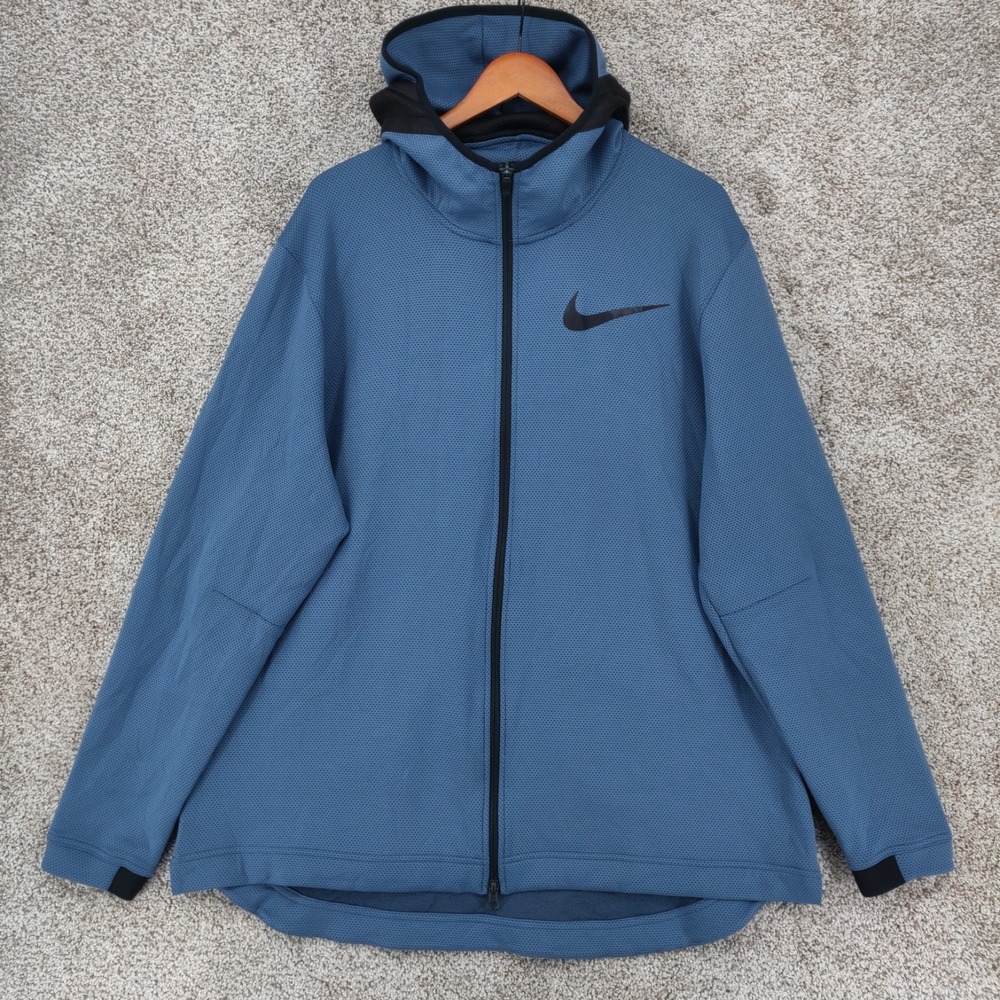 Nike Showtime Dri Fit Flex Hoodie Mens 2XL Blue Full Zip Basketball 856438-491